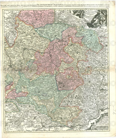 Map, Circuli Franconiae pars orientalis et potior novißimè delineata, Petrus Schenk (1693-1775), Copperplate print