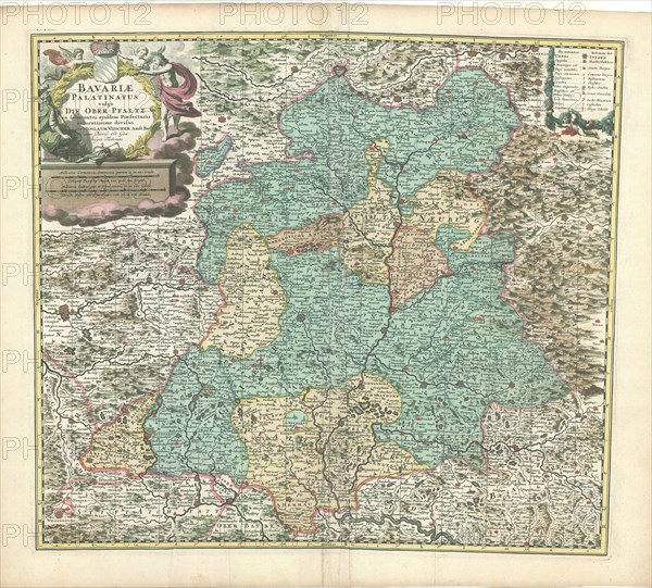 Map, Bavariae Palatinatus vulgo Die Ober-Pfaltz in subjacentes ejusdem praefecturas accuratissime divisus, Nicolaes Jansz. Visscher (1618-1679), Copperplate print