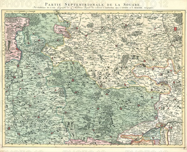 Map, Grand theatre de la guerre sur les frontieres de France & d'Allemagne ..., Guillaume Delisle (1675-1726), Copperplate print