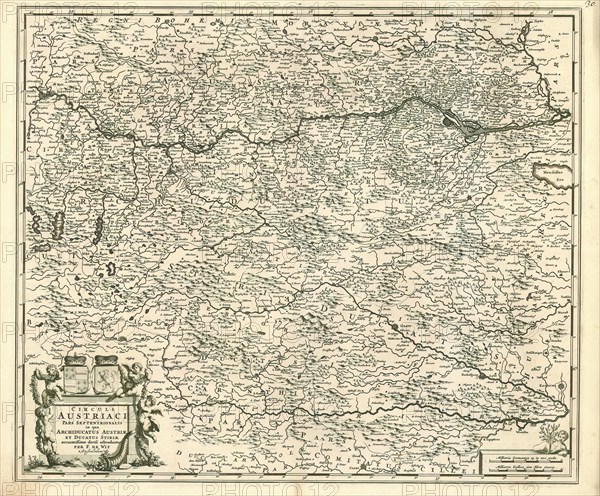 Map, Circuli Austriaci pars septentrionalis in qua archiducatus Austriae et ducatus Stiriae accuratissime divisi ostenduntur, Frederick de Wit (1610-1698), Copperplate print