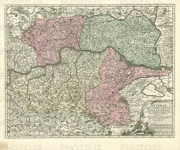 Map, Austriae archiducatus pars inferior in omnes ejusdem quadrantes ditiones accuratissime et distincte delineata, Nicolaes Jansz. Visscher (1618-1679), Copperplate print
