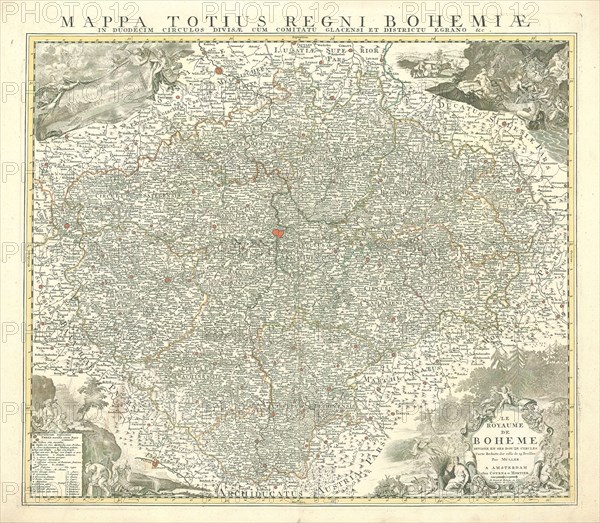 Map, Le Royaume de Boheme divisée en ses douze cercles, Johann Christoph Müller (1673-1721), Copperplate print