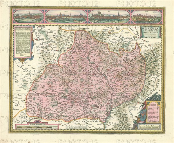 Map, Moraviae nova et post omnes priores accuratissima delineatio, Jan Amos Comenius (1592-1670), Copperplate print