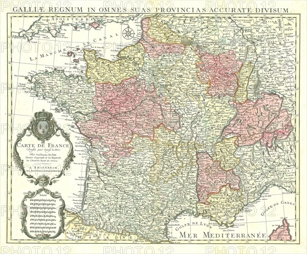 Map, Carte de France dressée pour l'usage du Roy, Guillaume Delisle (1675-1726), Copperplate print