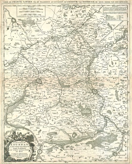 Map, Le Diocese de Tournay ou sont exactement marquées les lignes levé et gravé par ordre expres du roy, Hubert Jaillot (1632-1712), Copperplate print