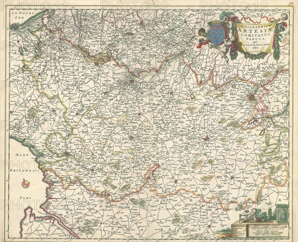 Map, Geographica Artesiae Comitatus tabula, Nicolaes Jansz. Visscher (1618-1679), Copperplate print