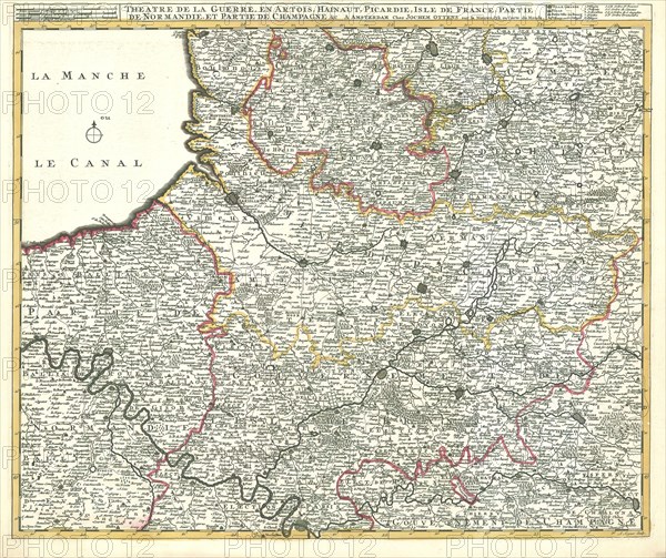 Map, Theatre de la Guerre, en Artois, Hainaut, Picardie, Isle de France, partie de Normandie, et partie de Champagne, &c., Jacob Keyser (1710-1745 fl.), Copperplate print