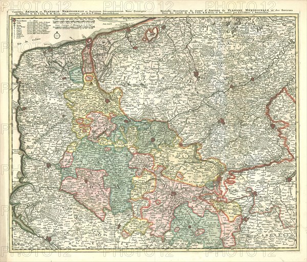 Map, Comitatus Artesiae et Flandriae Meridionalis et regionum circumjacentium nova descriptio =, Guillaume Delisle (1675-1726), Copperplate print