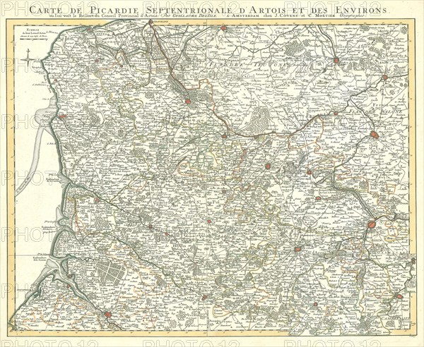 Map, Partie meridionale de Picardie, Guillaume Delisle (1675-1726), Copperplate print