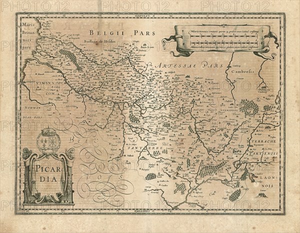 Map, Picardia, Copperplate print