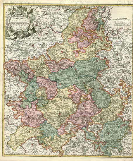 Map, Comté et gouvernement general de Champagne ou sont la vraye Champagne, la Brie, le Remois, Retelois, Senonois, la Pertois, Bassigny, et la Vallage et divise en plusieurs election, Frederick de Wit (1610-1698), Copperplate print