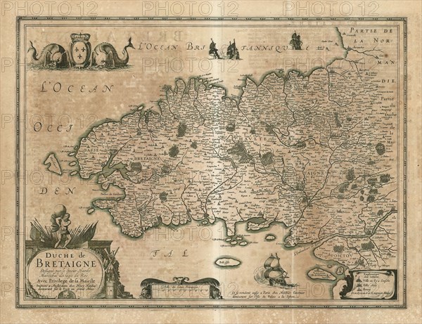 Map, Duche de Bretaigne, Claude Hardy (1598-1678), Copperplate print