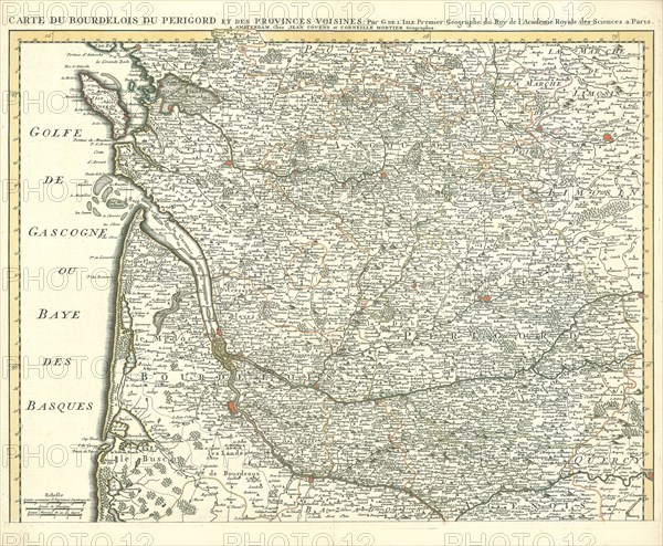 Map, Carte du Bourdelois du Perigord et des provinces voisines, Guillaume Delisle (1675-1726), Copperplate print