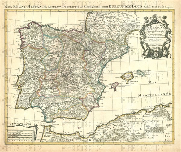 Map, L'Espagne dressée sur la description qui en a eté faite par Rodrigo Mendez Sylva et sur plusieurs relations et cartes manuscrites ou imprimées de ce Royaume, Guillaume Delisle (1675-1726), Copperplate print