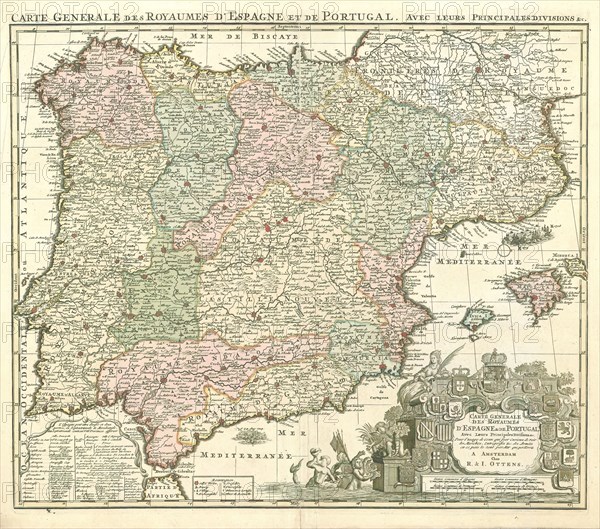 Map, Carte generale des royaumes d'Espagne & de Portugal avec leurs principales divisions &c., Copperplate print