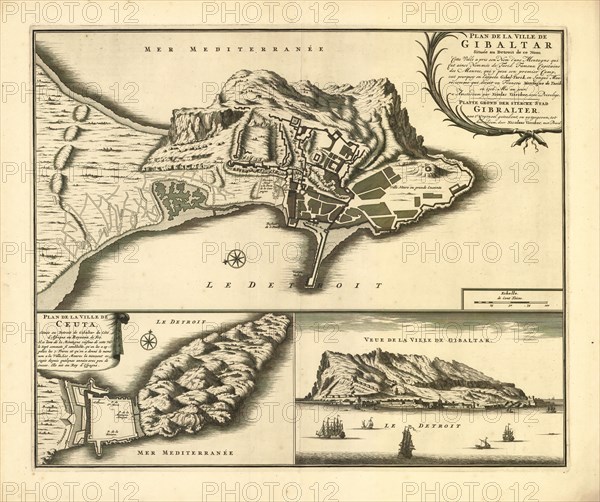 Map, Plan de la ville de Gibsituée au detroit de ce nom ..., Copperplate print