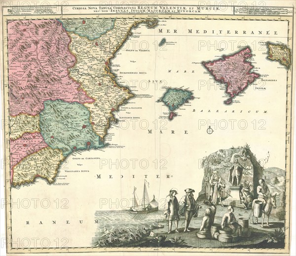 Map, Curiosa nova tabula complectens regnum Valentiæ et Murciæ, Copperplate print