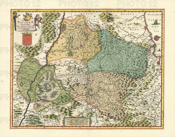 Map, Regni Navarrae accurata tabula, Copperplate print