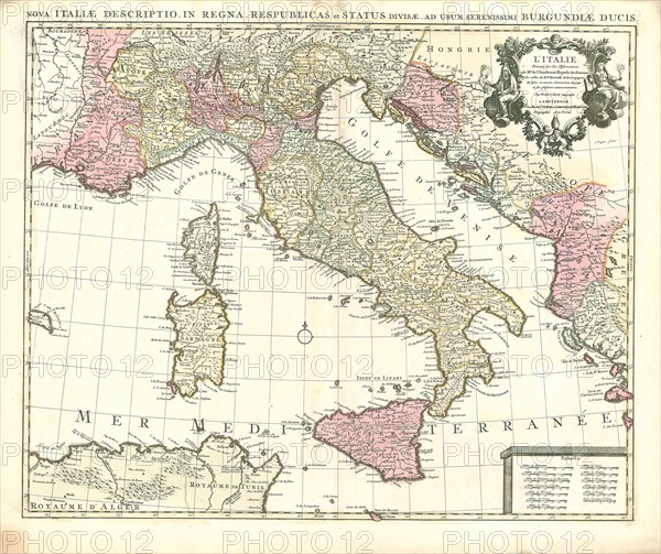 Map, L'Italie, Guillaume Delisle (1675-1726), Copperplate print