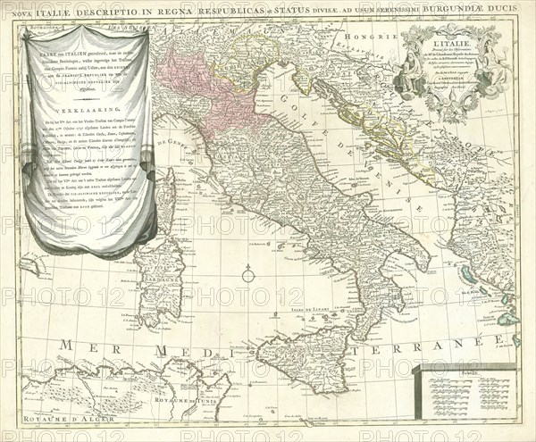 Map, L'Italie, Guillaume Delisle (1675-1726), Copperplate print