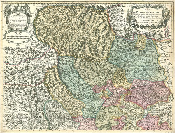 Map, Carte du Piemont et du Monferrat, Guillaume Delisle (1675-1726), Copperplate print