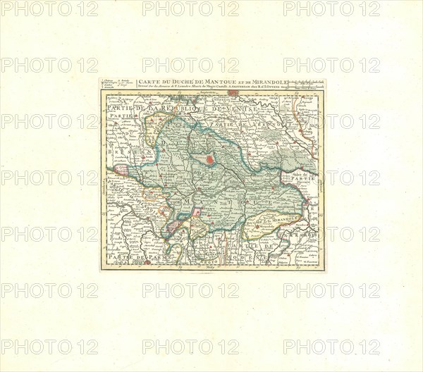 Map, Carte du duché de Mantoue et de Mirandole, Leandro Alberti (1479-1552), Copperplate print