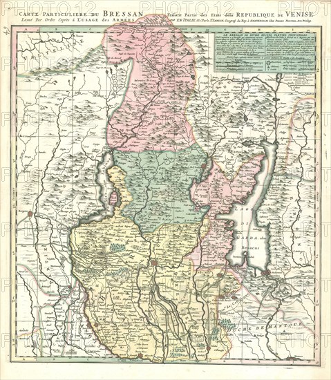 Map, Carte particuliere du Bressan faisant partie des etats dela Republique de Venise, Guillaume Sanson (-1703), Copperplate print