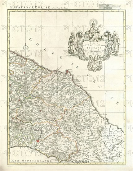 Map, Estats de l'Eglise et de Toscane, Nicolas Sanson (1600-1667), Copperplate print