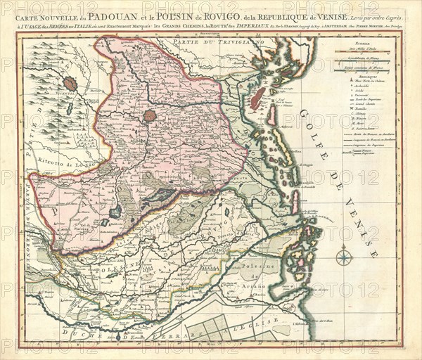 Map, Carte nouvelle du Padouan, et le Polesin de Rovigo, de la Republique de Venise, Guillaume Sanson (-1703), Copperplate print