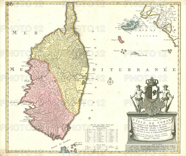 Map, Nouvelle carte de l'isle de Corse, J. Vogt, Copperplate print