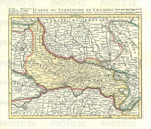 Map, Carte du territoire de Cremone, Giovanni Antonio Magini (1555-1617), Copperplate print