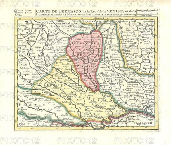 Map, Carte de Cremasco de la republ: de Venise, et de la Lodisan le duche de Milan, Giacomo Cantelli da Vignola (1643-1695), Copperplate print