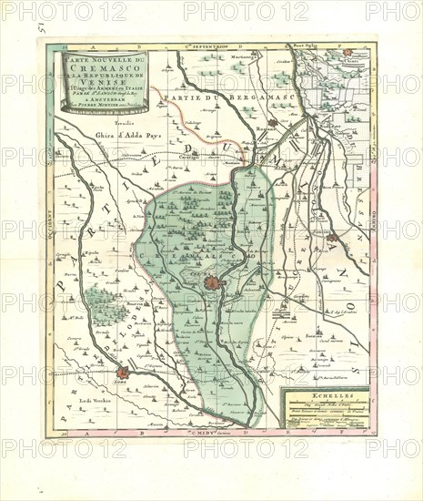 Map, Carte nouvelle du Cremasco a la republique de Venise, Nicolas Sanson (1600-1667), Copperplate print