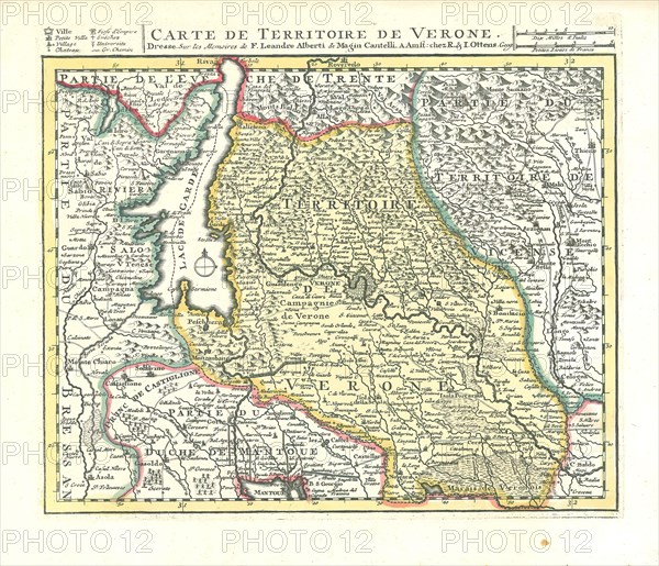 Map, Carte de territoire de Verone, Leandro Alberti (1479-1552), Copperplate print