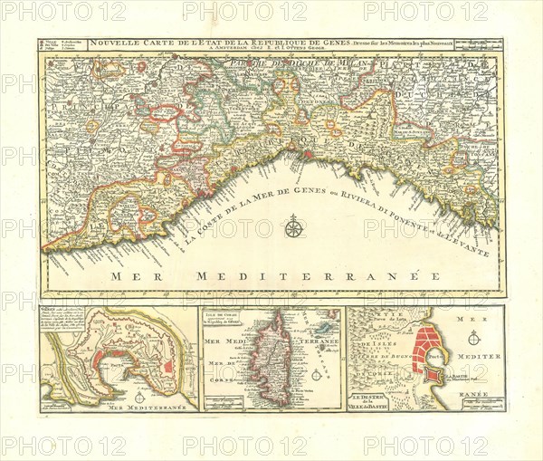 Map, Nouvelle carte de l'etat de la republica de Genes, Copperplate print