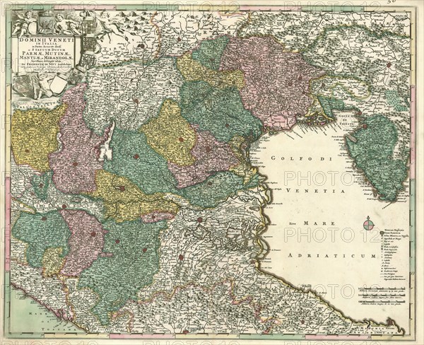 Map, Dominii Veneti in Italia in partes accurate divisi ac statuum ducum Parmae, Mutinae, Mantuae et Mirandolae novissima descriptio, Frederick de Wit (1630-1706), Copperplate print