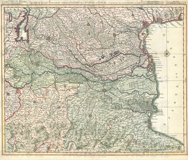 Map, Troisieme carte du téâtre de la guerre en Italie, Copperplate print