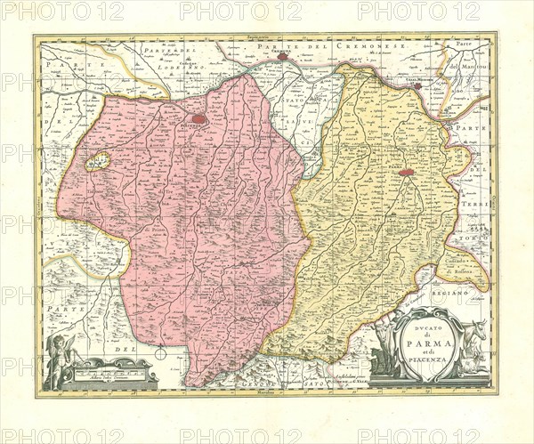 Map, Dvcato di Parma, et di Piacenza, Copperplate print