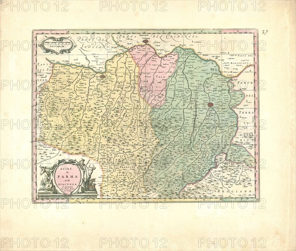 Map, Duché de Parma et de Piacenza, Copperplate print