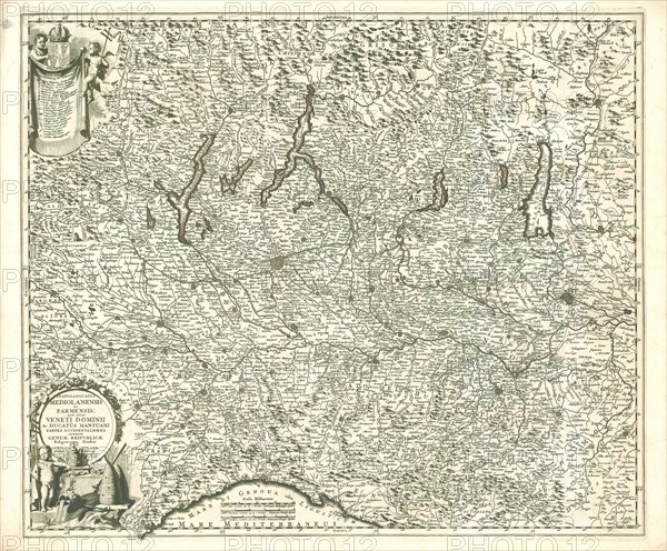 Map, Status et ducatus Mediolanensis et Parmensis, Carel Allard (1648-1709), Copperplate print