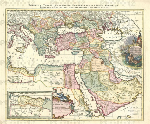 Map, Imperium Turcicum; complectens Europae, Asiae et Africae, Arabiae, que regiones ac provincias plurimas:, Guillaume Sanson (-1703), Copperplate print