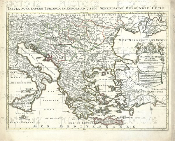 Map, Estats de l'Empire des Turqs en Europe, Hubert Jaillot (1632-1712), Copperplate print