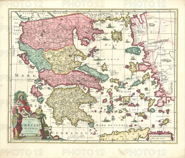 Map, Hellas seu Graecia universa, Johann Lauremberg (1590-1658), Copperplate print