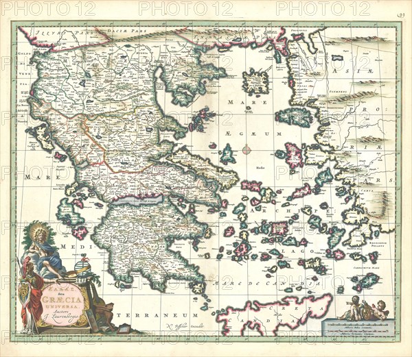 Map, Ellas, seu Graecia universa, Johann Lauremberg (1590-1658), Copperplate print