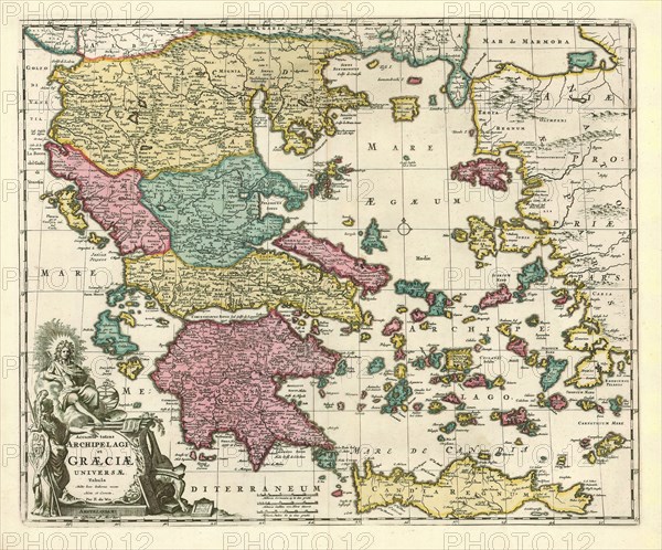 Map, Accurata totius archipelagi et Graeciae universae tabula, Frederick de Wit (1630-1706), Copperplate print