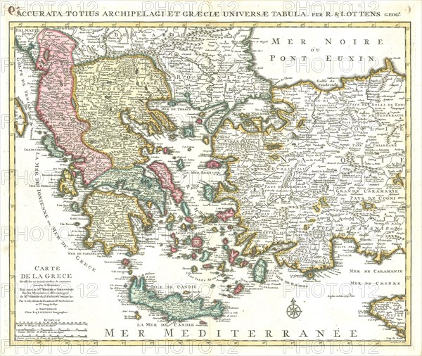 Map, Carte de la Grece, Guillaume Delisle (1675-1726), Copperplate print