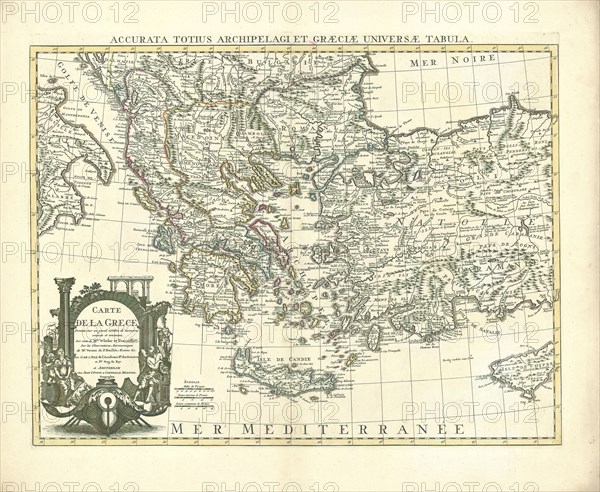 Map, Carte de la Grece, Guillaume Delisle (1675-1726), Copperplate print