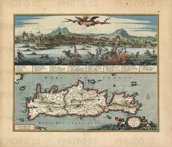 Map, Insula Candia olim Creta, Nicolaes Jansz. Visscher (1649-1702), Copperplate print