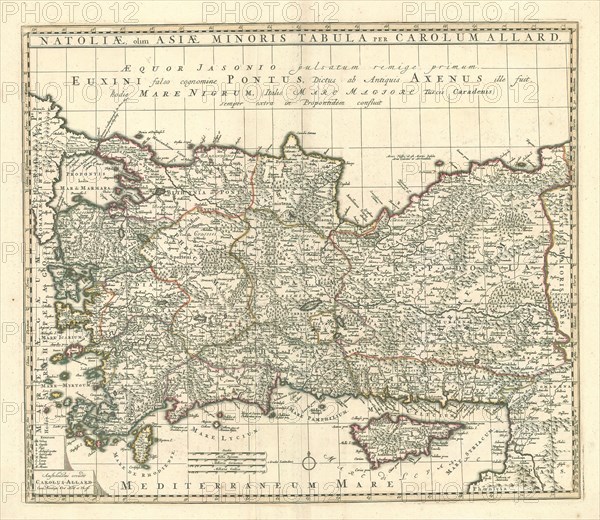 Map, Natoliæ, olim Asiæ minoris tabula, Carel Allard (1648-1709), Copperplate print