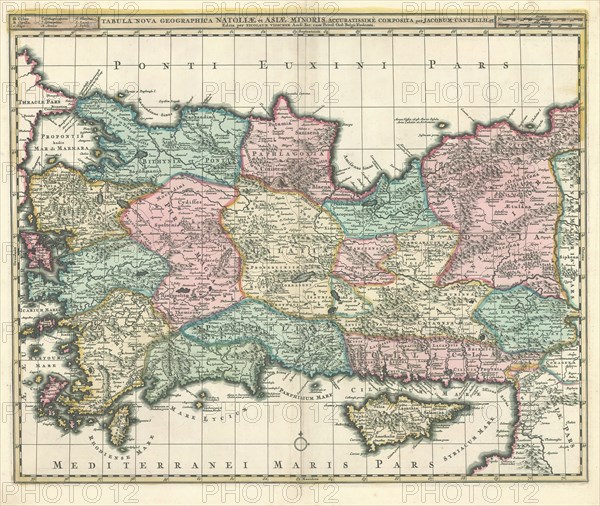 Map, Tabula nova geographica Natoliæ et Asiæ Minoris, Giacomo Cantelli da Vignola (1643-1695), Copperplate print